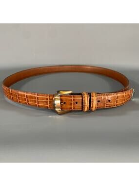 NO BRAND Size 40 Brown Cognac Alligator Leather Belt
